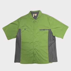 Merrell Moisture Wick Short Sleeve Snap Down Shirt Mens Sz XL Green